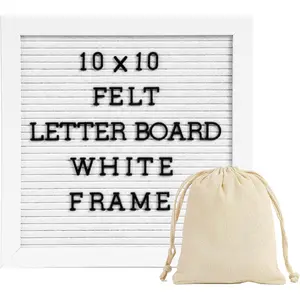 Letter Board Sin White Frame 10x10 - Felt Letter Board  Announcement Board with Typewriter Letters, White Letter Board Sin Board&Messae Board with Stand and Canvas Ba.