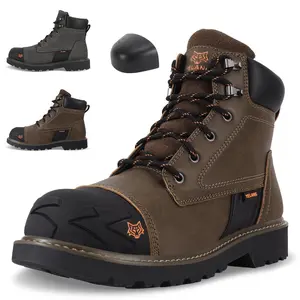 Steel Toe Safety Work Boot for Men Slip Resistant Puncture 6 Inch For Industrial Construction Outdoor Boy Closed Women Walking Shoes