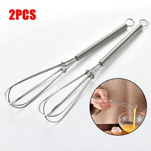 2PCS Mini Small Stainless Steel Balloon Wire Whisk Set Whip Mix Stir Beat[Fall Deals]