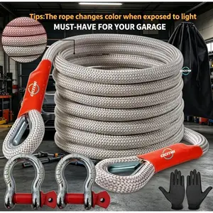 5 Ton 5M Heavy-Duty Tow Rope, Off-Road Recovery Tow Strap with D-Shackles, Ultimate Emergency Towing Rope for Car/SUV/Truck