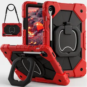 Full-Body Drop Protection Case for Samsung Galaxy Tab S11 & A11 Plus 2025,Compatible with Tab A9+/S10 FE/S10 Lite/S9 Plus 11inch 2023 - with Rotating Stand Pencil Holder Shoulder Strap Heavy Duty Shockproof Cover Kids - Tablet Casing - Red+Black