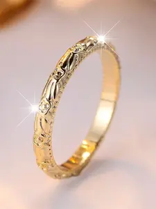 Luxury Female White Round Zirconia Stone Scrolling Ring Dainty Gold Color Wedding Jewelry For Women