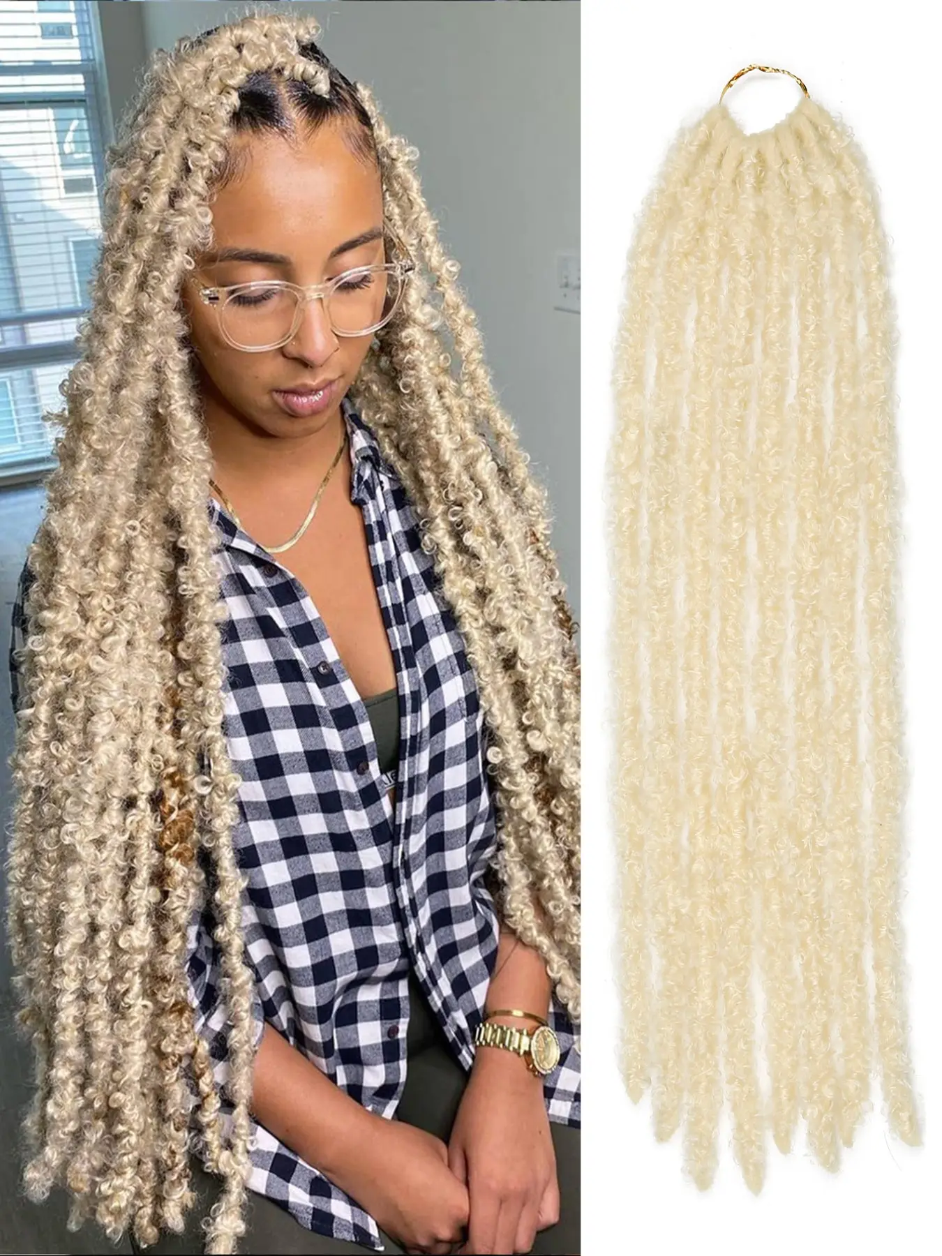 20 Inch Black Pre-Twisted Butterfly Locs Crochet Hair Butterfly Distressed Braids Hair 1 Packs Pre-Looped Messy Distressed Faux Locs Crochet Hair Braids Weave Extensions Soft Locks Curly Braid Synthetic Hair Soft Dreadlocks For Women