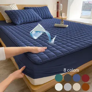 [bedok] 1pc Waterproof Mattress Protector Twin/Full/Queen/King Soft Breathable Elastic Fitted Sheet Style Bed Cover for Kids, Pets, Elderly, Adults Noiseless Deep Pocket Mattress Pad for Home, Guest Room, Dorm, Hotel Waterproof Bedding Sheet