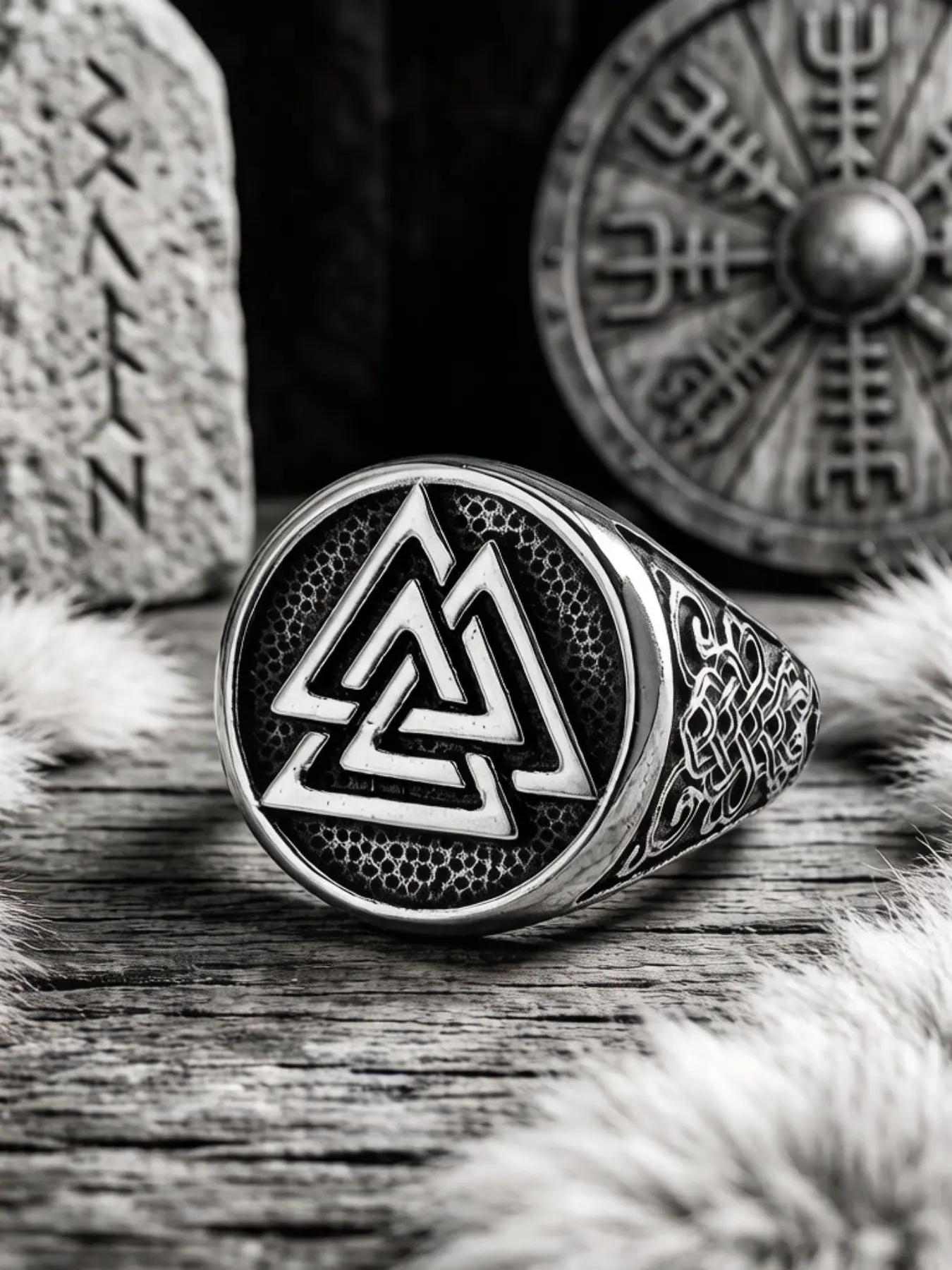 Vintage Triangular Stainless Steel Ring, Nordic Viking Celtic Men's Ring, Punk Style Ring, Unique Punk Jewelry, Perfect Gift for Men, All Seasons Wear
