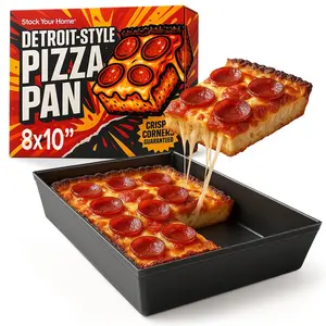 Stock Your Home 8x10 Detroit Style Pizza Pan – Non-Stick Deep Dish Aluminum Pan for Focaccia, Sicilian Bread, Brownies & Chicago-Style Pizza