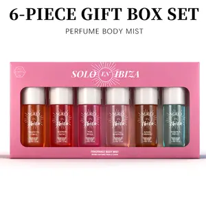 6-Piece Set, SOLO EN IBIZA Body & Hair Fragrance Mist Gift Box, Long Lasting Perfume, 6 Different Scents, Perfect For Holiday Gifts, Dating, Daily Life, Parties, 3 fl oz/bottle