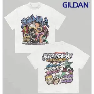 Gildan 2026 New Arrival Short-Sleeve Round Neck Menswear T-Shirt, Cyber Y2K Skull Graphic Tee, Casual Streetwear Cartoon Graffiti Print, G5000 Heavy Cotton, S-4XL Plus Size Unisex Oversized Hip Hop Top, Aesthetic Punk Rock Harajuku Style,summervibes