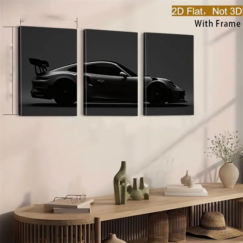 Fashion Car Pattern Canvas Painting with Frame, 3 Counts/set Modern Art Design Wall Art, Wall Decor for Home Interior Living Room Bedroom Office tiktokshopspringglowup Fashion Car Pattern Canvas Painting with Frame, 3 Counts/set Modern Art Design Wall Art, Wall Decor for Home Interior Living Room Bedroom Office tiktokshopspringglowup
