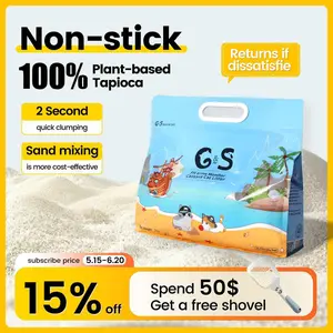 Tapioca Cat Litter,no stick bottom,stick basin,Odor Control Quick Clumping Low Dust ,sustainable Cat Litter for Urinary Tract Detection, Easy to Clean, Unique Texture, Made from Cassava