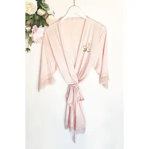 Monogram Satin Lace Robe