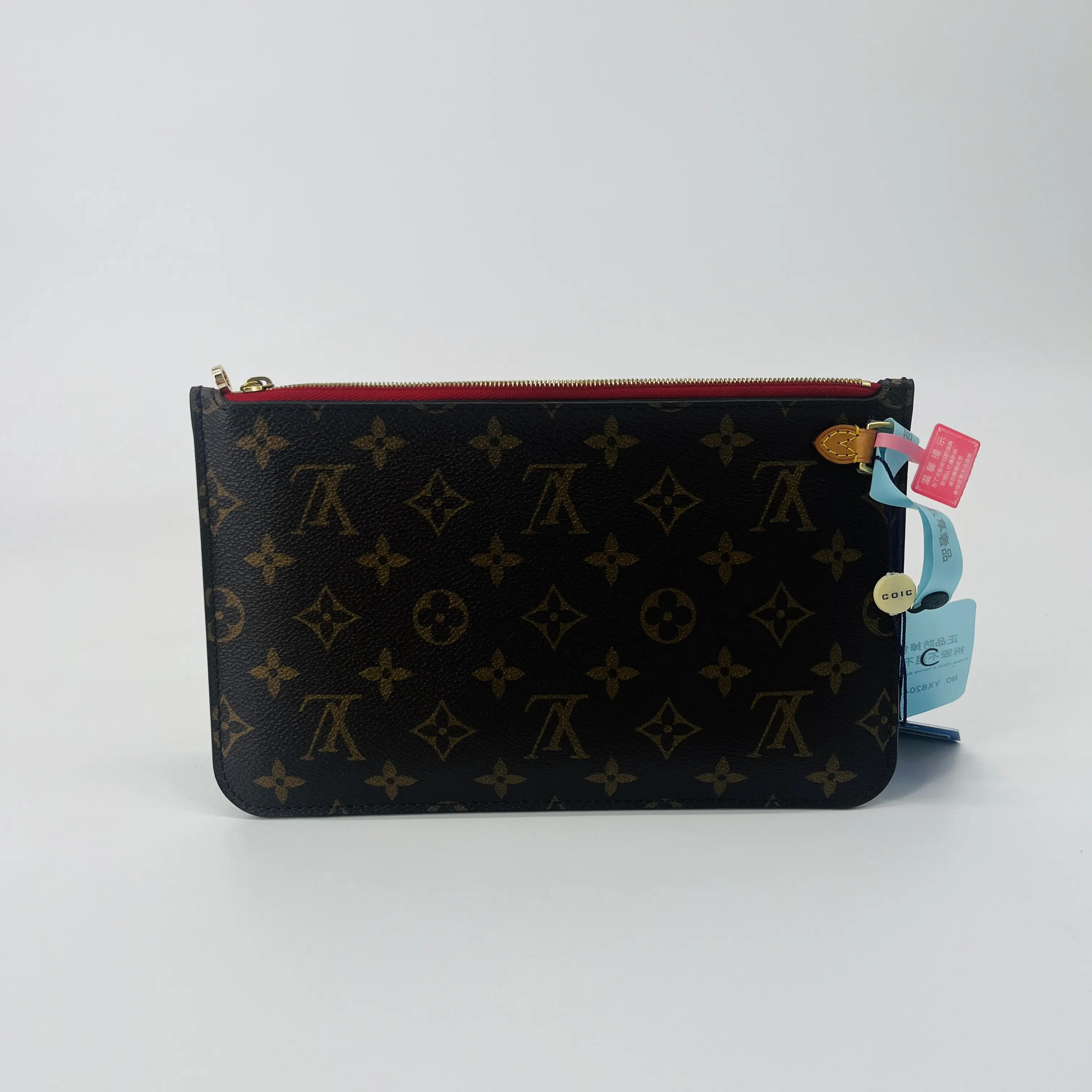 Pre-owned Louis Vuitton Monogram  Zip Pouch Clutch Neverfull MM Red Interior