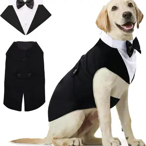 Tuxedo & Bandana Set, 2 Pack Pet Costume, Puppy Formal Party Suit, Dog Clothes for Small, Medium & Large Dogs, Wedding Attire for Golden Retriever & Samoyed