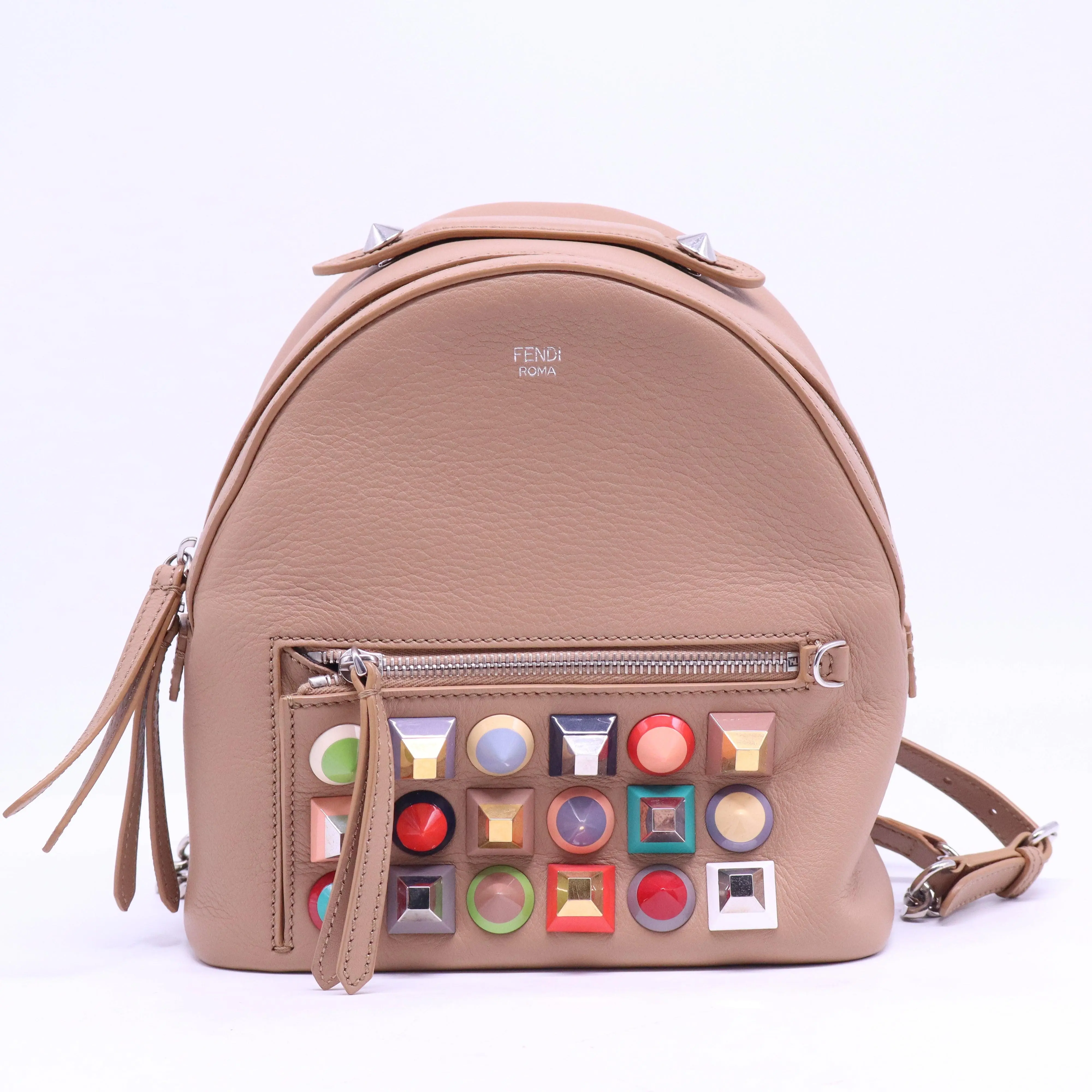 Pre-owned FENDI Leather Backpacks By The Way Backpack Studded Mini B20808