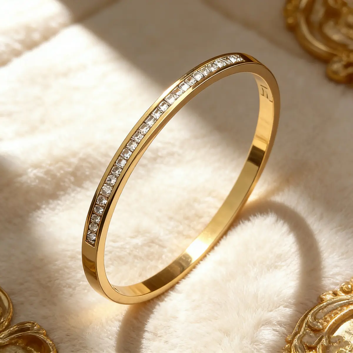 Gold-Toned Titanium Steel Bangle for Women, Light Luxury Style Bracelet with Fine Polishing, Hypoallergenic & Non-Fading, Gold-Toned Bracelets & Bangles, Titanium Bracelets & Bangles
