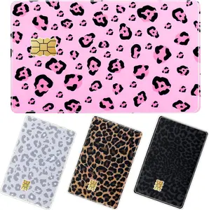 4-Pack Leopard Print Card Sticker Covers, Waterproof PVC Decals, Removable Scratch-Proof Wraps for Credit & ID Cards, DIY Scrapbooking Supplies, Card Sticker Cover