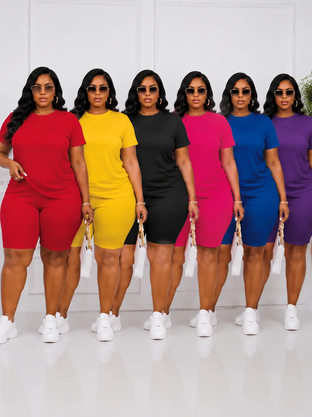 Women's 2-Piece Short Sleeve Crew Neck Top & Shorts Set, Breathable Comfortable Minimalist Everyday Casual Summer Fitted Plain Basic Outfit for Outdoor Wear, Shortsleeve, Woman 2 Piece Set, Shirt, Matching, Clothes, Women's Clothes