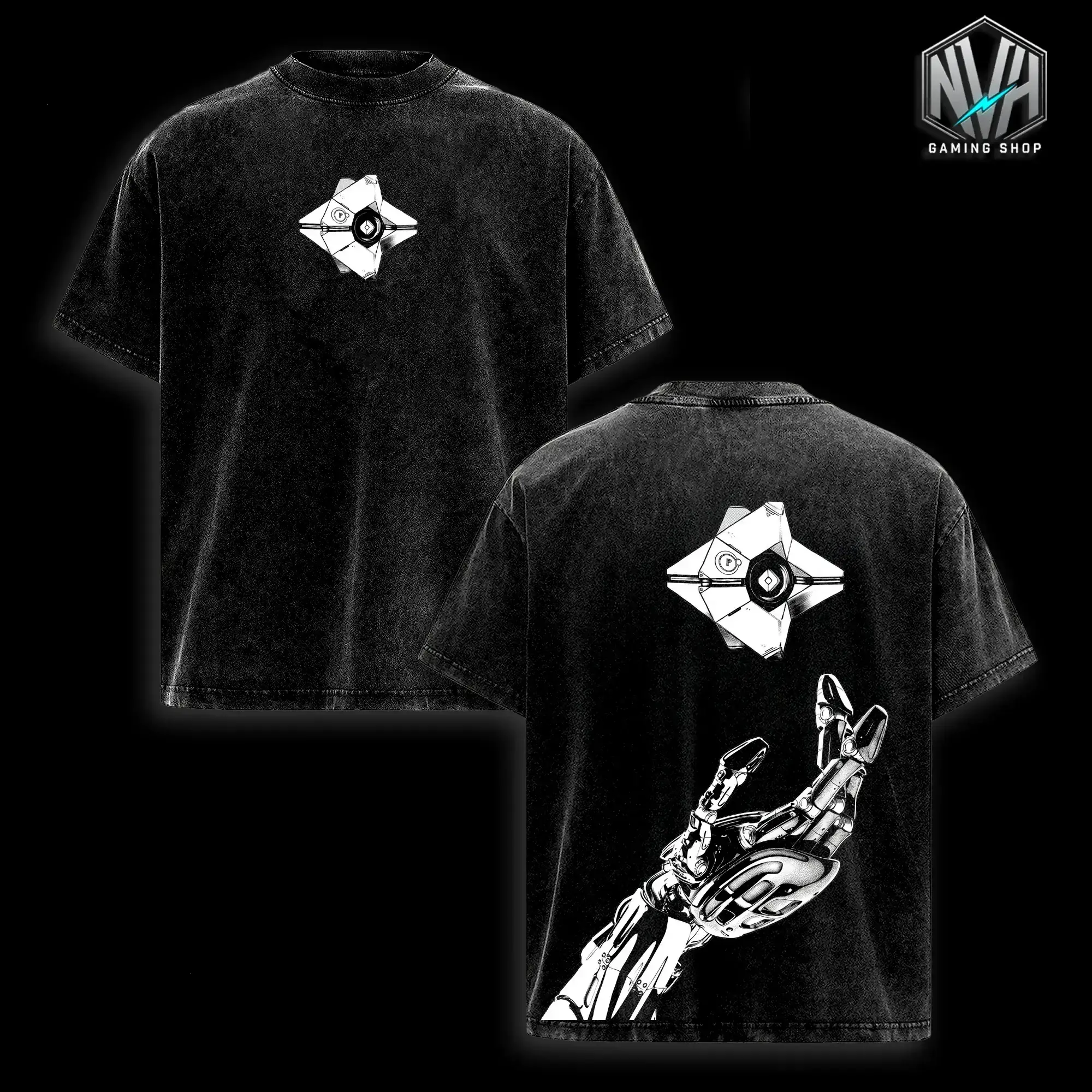 Destiny 2 Ghost Companion Graphic Tees, Bungie Sci-Fi First Person Shooter MMORPG Video Game Streetwear Apparel, Casual Streetwear Apparel, Soft Unisex Top, Vintage Washed Cotton, Y2k Casual Fashion, Retro Shirt, Top Men's and Women's Clothing
