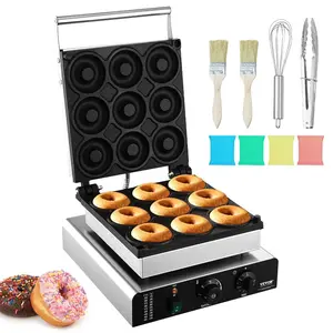 VEVOR Electric Donut Maker, 1550W Commercial Doughnut Machine with Non-stick Surface, 12 Hole Double-Sided Heating Waffle Machine Makes 12 Doughnuts, Temperature 122-572, for Restaurant Home Use