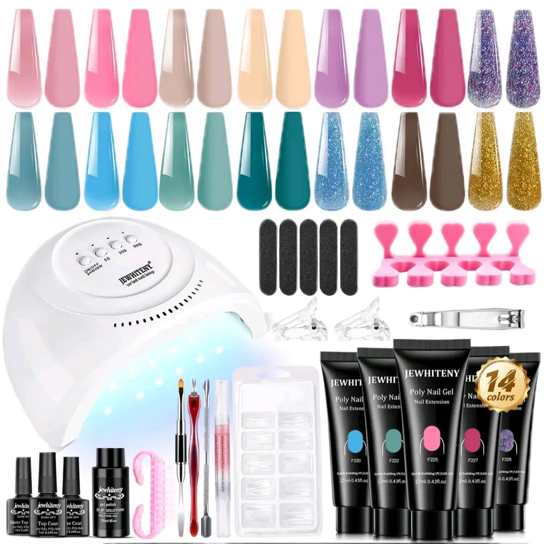 Jewhiteny 14 Colors Poly Gel Nail Kit for Perfect Manicure
