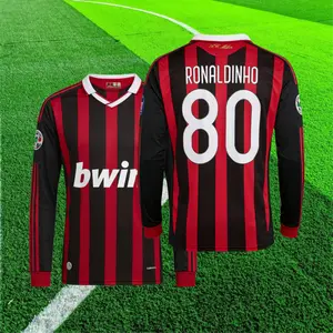 09 10 Home Kit 80# Ronaldinho Retro/Long Sleeve/Soccer Jersey/Fans Version