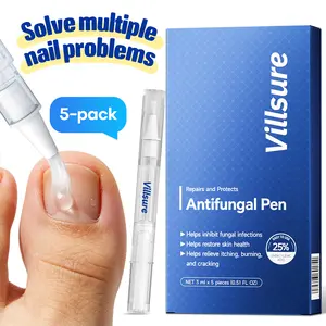 5-Count Villsure Extra Strength Nail Repair Pen – 25% Undecylenic Acid Formula, Portable On-the-Go Care for Fungal, Discolored and Thickened Nails