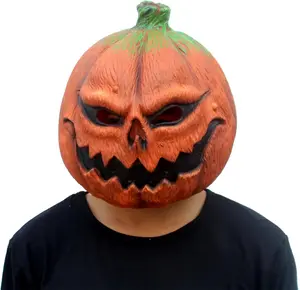 Deluxe Novelty Halloween Costume Party Props Latex Pumpkin Head Mask (Pumpkin)