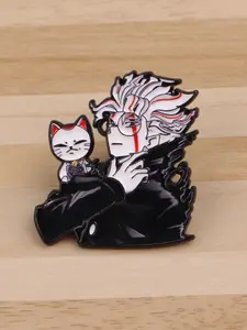 Cool Anime Character Enamel Pin Badge, Glasses Boy & Cat Brooch, Vintage Punk Trend Lapel Pin, Unisex Accessory for Backpacks & Clothing，Gifts for Her