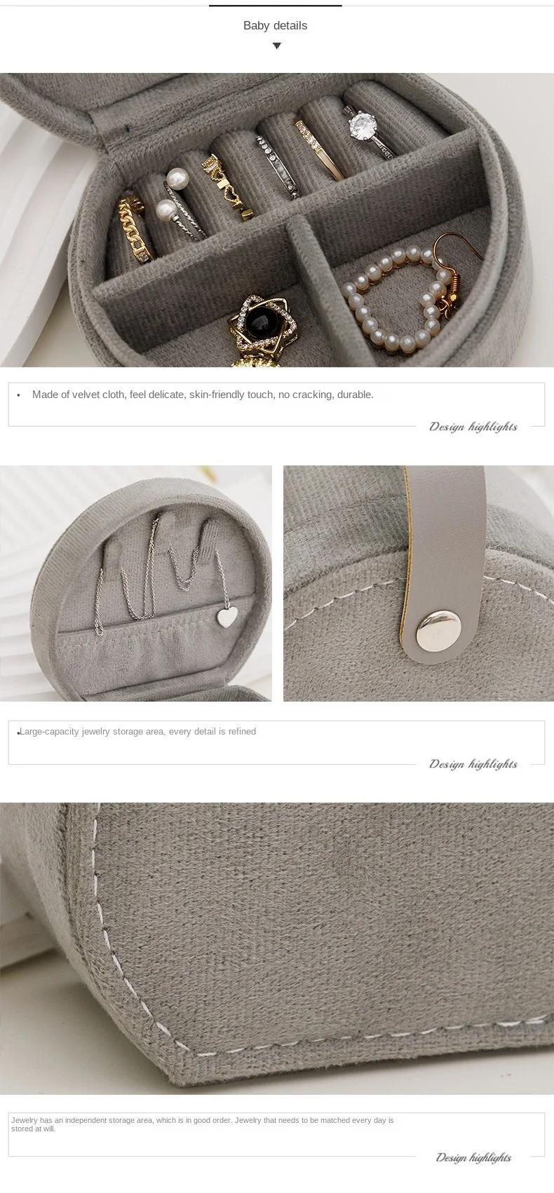 Portable jewelry box, flannel, mini portable cute box, necklace, rings, earrings, earrings, studs, jewelry, jewelry storage box