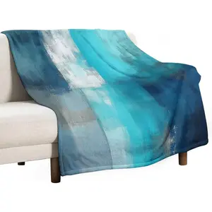 Teal Grey Throw Blanket Flannel Turquoise Abstract Art Painting Lightweight Soft Fuzzy Cozy Couch Bed Blanket Fall Winter Decor Christmas Birthday Gifts Kids Adult