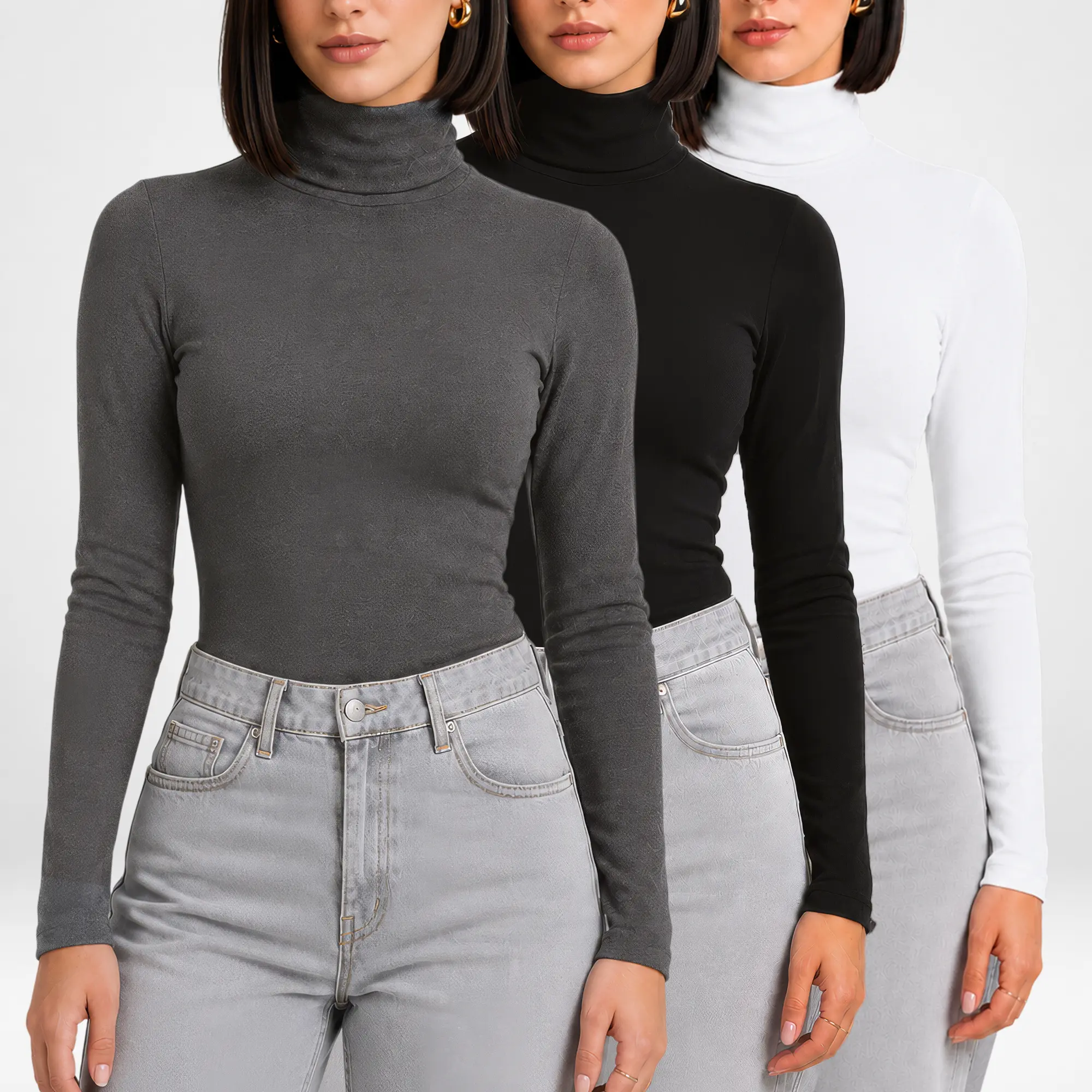 NY Threads Women's Fitted Soft Stretch Turtleneck Top, Classic Long Sleeve Basic Tee for Everyday Layering and Casual Elegance, Women's Clothes, Basic Tops, Slim Fit, Long Sleeve Turtleneck Blouses & Shirts, All Seasons, Layer‑Ready Tee