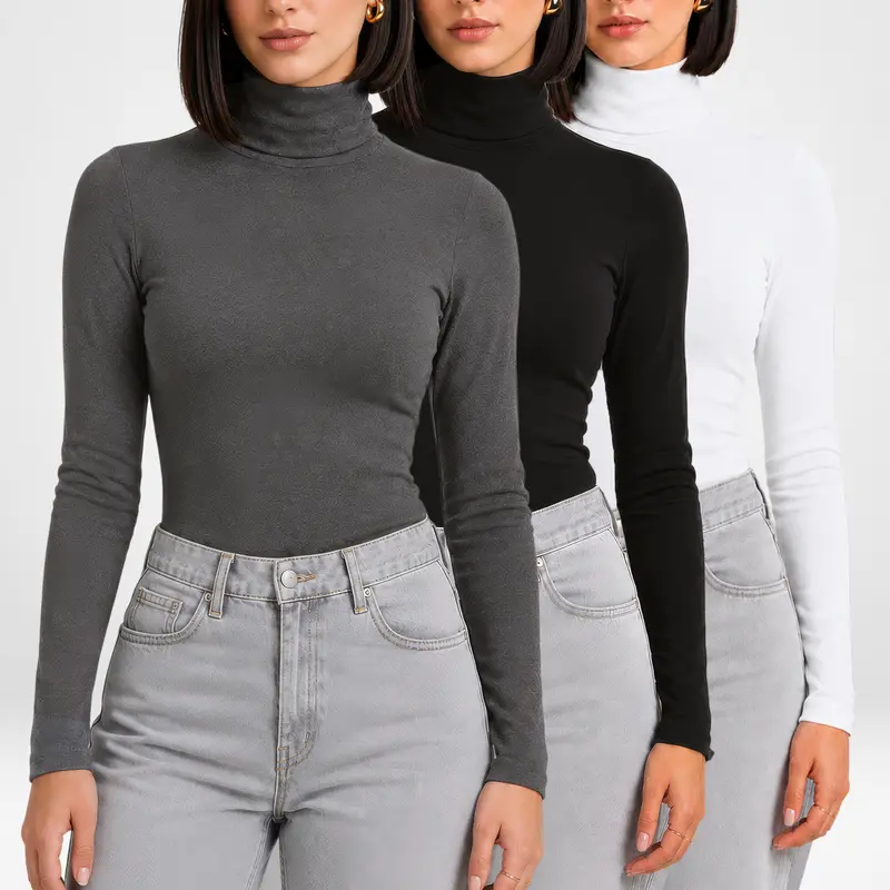 NY Threads Turtleneck Women - Slim Fit Long Sleeve Soft Stretch Turtleneck Top for Layering, Work and Casual Wear, All-Season Basic Fitted Shirt