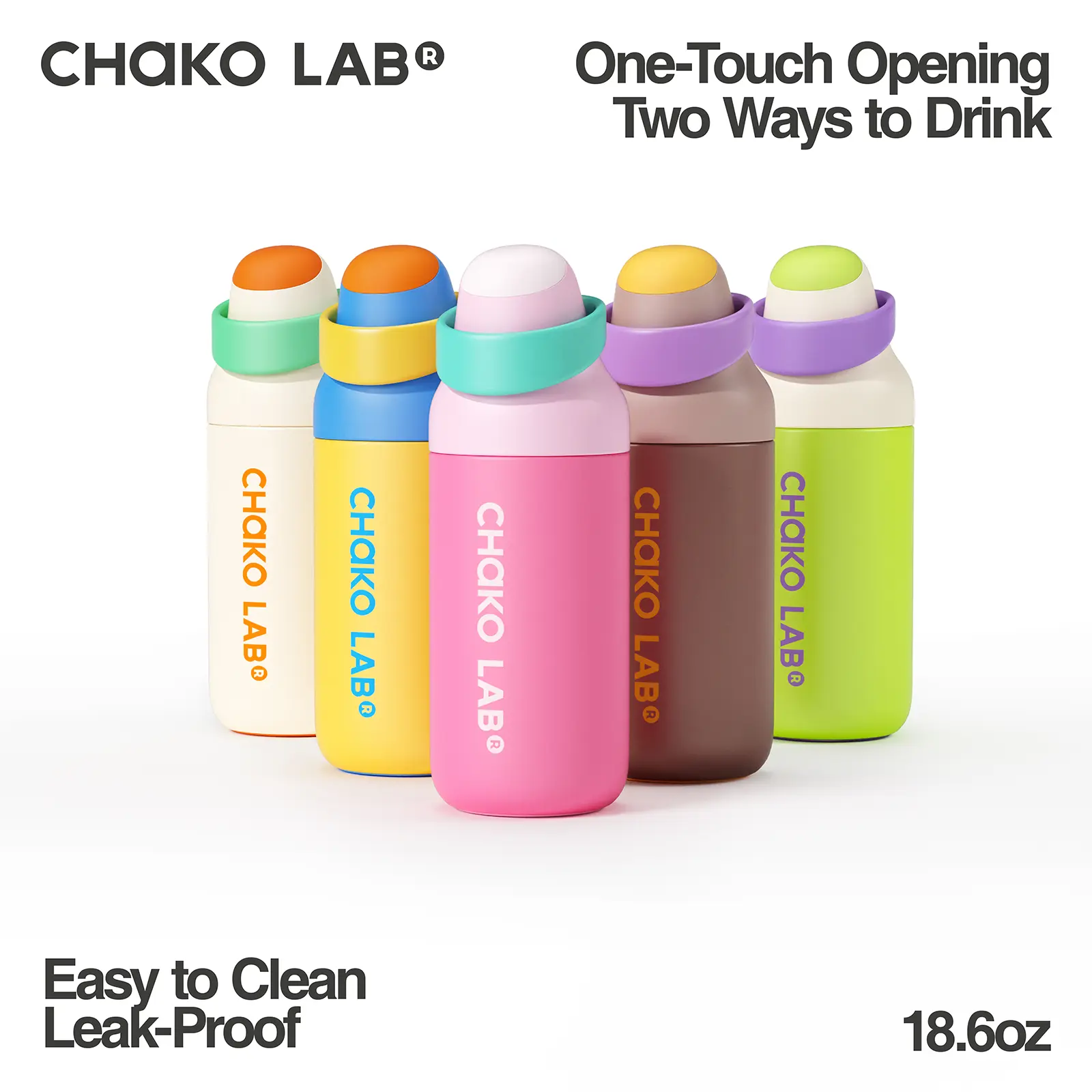 CHAKO LAB KADA Modern 19oz Stainless Steel Insulated Water Bottle, Leak-Proof Dual-Straw Drinkware Flask, 7-12 Hours Temperature Retention, Colorful Stress-Relief Kitchenware for Beverage Storage, Insulated Water Bottles, Drinkware Flasks, Back to School