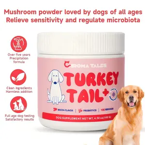 CHROMA TALES  Mushroom Immunity Powder for Pets&Dog Mushroom Powder with Probiotics - Bacon Flavored Turkey Tail Supplement for Puppy & Senior Dog Gut Health, Joint & Immunity Support