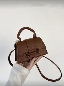 2026 Textured Lipstick Case Mini Square Bag New Solid Color Versatile Handbag Women's Purse