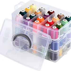 Simthread Polyester Embroidery Thread Kit With Clear Storage Box 550 Yards 40 Weight  for Brother Babylock Janome Singer Pfaff Husqvarna Bernina Machines High Tenacity Colorfast