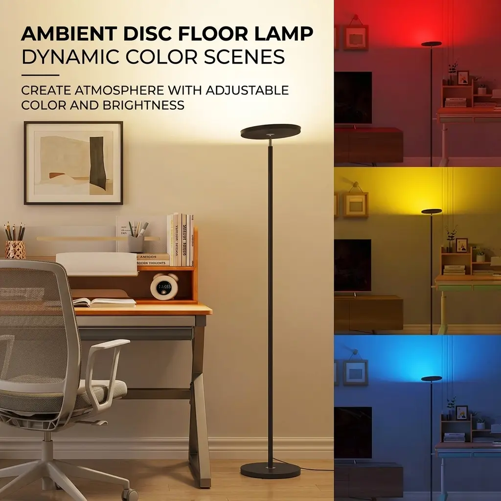 HOMAKEE Smart APP Controlled RGB Ambient Floor Lamp – Supports over 100 color modes, color temperature 2700K-6500K, LED Standing Lamp with Remote floor lamps, black neon light, sunset lamps