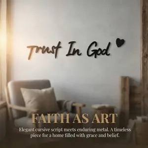 Trust In God Metal Wall Art, Iron Religious Wall Decor, Christian Faith Sign, Scripture Metal Wall Hanging, Heart Faith Home Accent