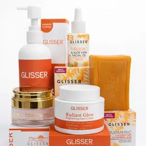 GLISSER Complete Radiant Pack 6PC with Turmeric Soap & Aloe Vera Oil for Radiant Skin Care