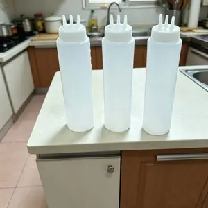3pcs Plastic Squeeze Bottles, 650/22oz Condiment Squeeze Bottles, 3-Hole Squirt Bottles for Thick Sauce, Ketchup, Mustard, Syrup, BBQ, Kitchenware, Kitchen Gadgets, Home