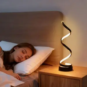 Table Lamps for Living Room 3-Color Modern Spiral Dimmable LED Table Lamp USB Plug-in Small Bedside Lamps Nightstand Lamp for Bedroom Office Home