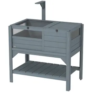 Tortoise Habitat with Shelf Storage Tortoise Gift Accessory with Weather Protection for Indoor, Gray