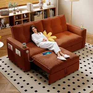 3-in-1 multifunctional sofa bed, convertible into a casual recliner, features a pull-out adjustable sleeping bed design with multiple storage pockets. It folds to save space and fits living rooms, bedrooms and compact living spaces