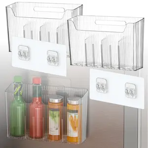 2 Pack Adhesive Cabinet Door Organizer, Wall Mounted Stackable Storage Bins for Bathroom & Kitchen, Clear BPA Free Plastic