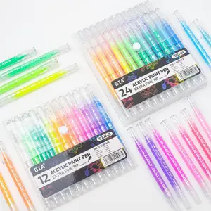 Gift for valentines's day BIA Acrylic Paint Pens 12/24/36 Color Large Capacity Extra Fine Tip Neutral Glitter Handwriting Pens for Art & Writing Classroom Supplies