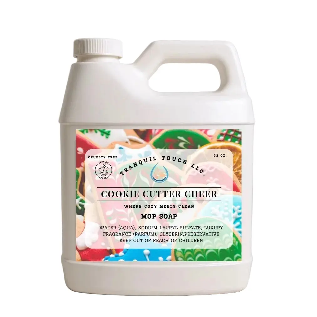 Vanilla Scented Non-Toxic Kitchen Spray Cleaner, Household Baking-Focused Mop Soap with Cookie Cutter Cheer Vibes