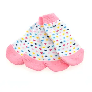 Pink Hearts Non-Skid Dog Socks