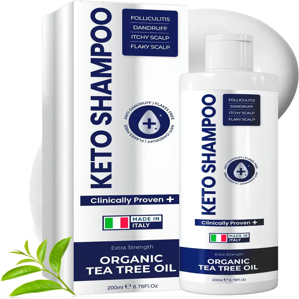 Pharmalitalia Sulfate-Free Anti-Dandruff Shampoo with Tea Tree Oil for Itchy, Flaky Scalp & Hair Growth - Medicated Formula for Folliculitis & Seborrheic Dermatitis