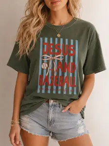 Jesus and Baseball Comfort Colors T-Shirt, Christian Game Day Tee, Faith Graphic Shirt, Trendy Baseball Lover T-Shirt, Religious Sports Apparel, Baseball Mom Outfit, Christian Baseball Tee