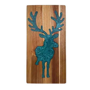 High-Quality Handmade Christmas Reindeer Kitchen Cutting Board, Eco-Friendly Safe Wood Material, Solid Resin Chopping Board for Food Prep